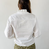 Diagonal Button Closure Blouse - White