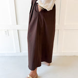 Pleated Cullotte Pants- Brown