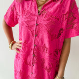 Tropical Eyelet Shirt Dress
