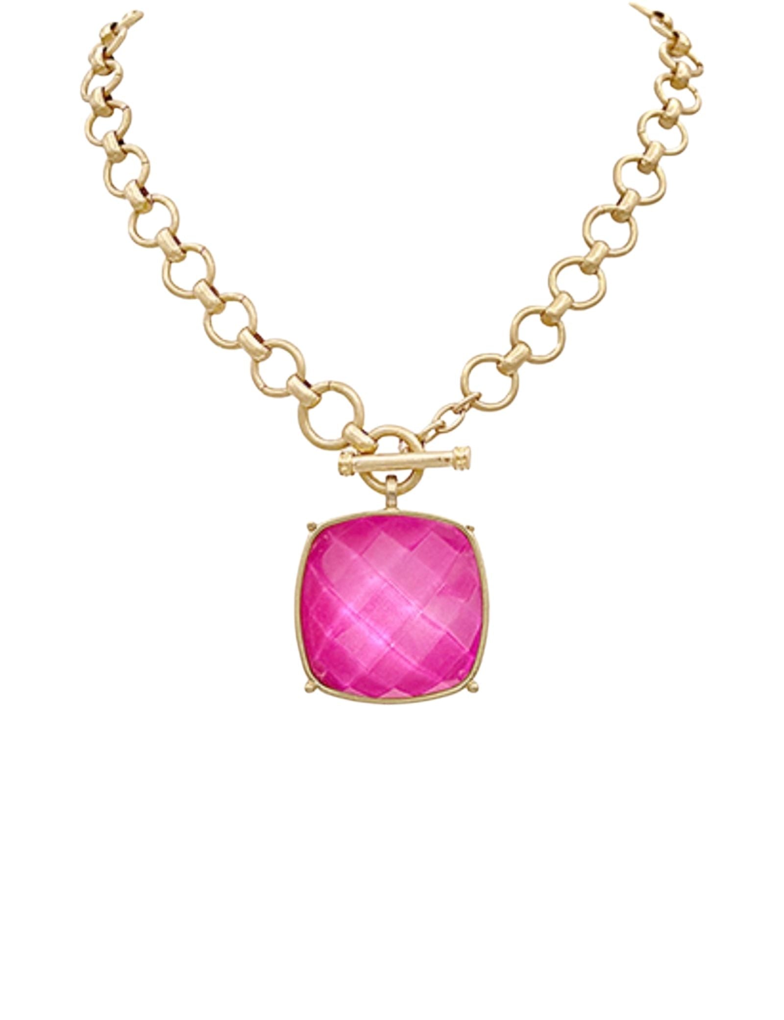 35mm Square Stone Pendant Necklace