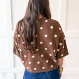 Polka dot Knit Cardigan - Brown