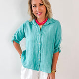 Button down Linen Top- Capri
