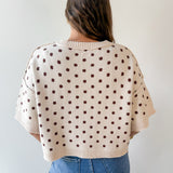 Polka Dot Oversized Knit Top- Ecru