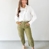Diagonal Button Closure Blouse - White
