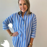 Striped Poplin Tunic Top