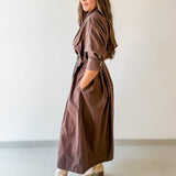 Poplin Cinched Waist Midi Dress