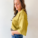 Round Neck Ribbed Band Top - Olive