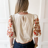 Floral Embroidered Puff Sleeve Top