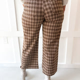 Plaid Straight Leg Pant - Golden Brown