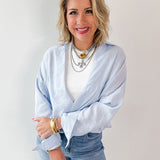 Light Blue V Neck Top