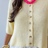 Boxy Knit Cardigan - Yellow