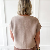 Ribbed Short Sleeve Knit Top - Oatmeal