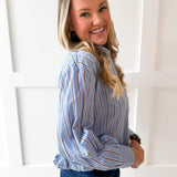 Striped Collared Shirt - Blue