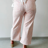 Leopard Print Barrel Crop Jean - Pink