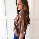 Polka dot Knit Cardigan - Brown