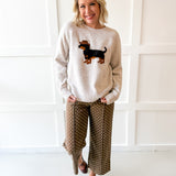Polka Dot Print Pants - Brown