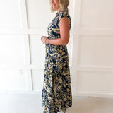 Floral Print Collared Maxi Dress