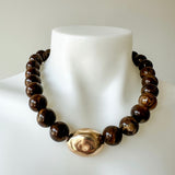 Marble Stone Ball & Accent Necklace Brown