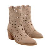 Libby Cutout Western Boots - Beige