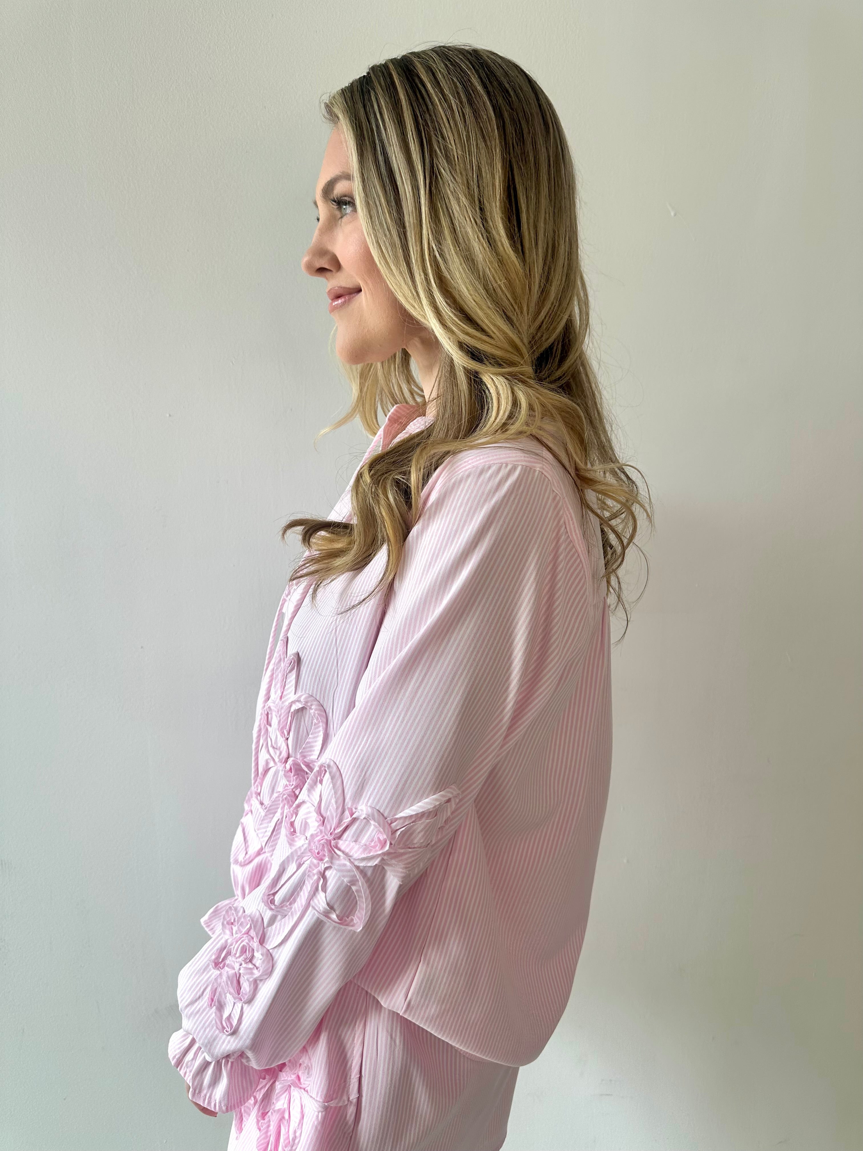 3D Floral Embroidered Motif Blouse