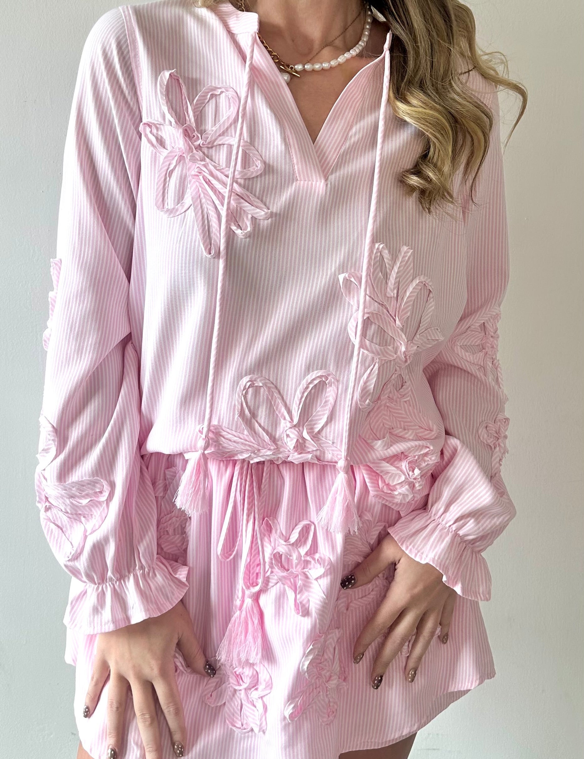 3D Floral Embroidered Motif Blouse