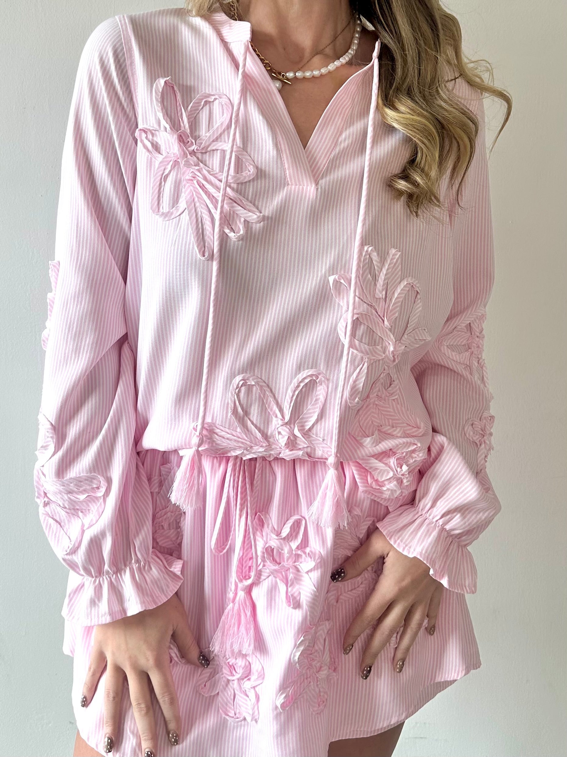 3D Floral Embroidered Motif Blouse