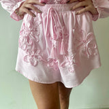 3D Floral Embroidered Motif Skort
