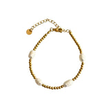 3mm Gold Bead with Pearls Clasp Bracelet