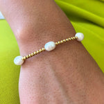 3mm Gold Bead with Pearls Clasp Bracelet