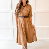 Belted Utility Dress - Camel