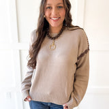 Crochet Stitch Drop Shoulder Sweater - Coco
