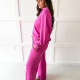 Knit Polo Top & Pant Set - Peony