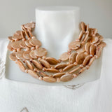5 Row Marble Disc Necklace Beige