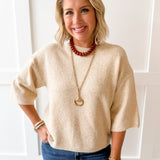 3/4 Sleeve Knit Top - Oatmeal
