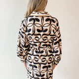 Waist Tie Geo Print Mini Dress - Black