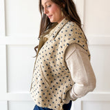 Polka Dot Sherpa Vest-Navy