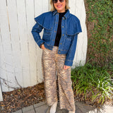 Cape Style Overlay Denim Jacket