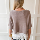 Layered Lace Knit Top -Mocha
