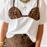 Tiger Print Bralette Oversized Tee