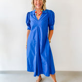 Pleated A Line V Neck Dress