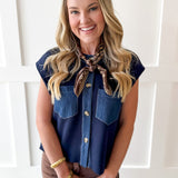 Denim Trench Pocket Top