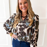 Floral Print Top - Ecru