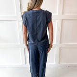 Ribbed Top & Jogger Set - Indigo