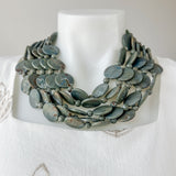 5 Row Marble Disc Necklace Sage