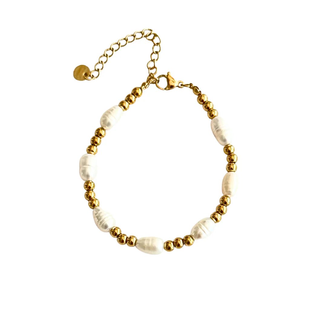 4mm Gold Bead with Pearls Clasp Bracelet