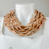 5 Row Marble Disc Necklace Beige