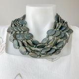 5 Row Marble Disc Necklace Sage