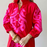 Ruffle Neck Two Tone Dress