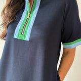 Front Zip Up Solid Casual Dress