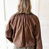 Bomber Jacket with Puff Sleeves - Brown